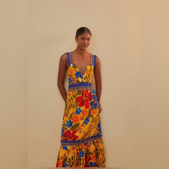 NWOT - Farm Rio Floral Midi Dress - Picture 2 of 11